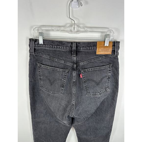 Levi's Premium Ribcage Straight Ankle Jeans Black Size 31 Button Fly - Picture 14 of 15